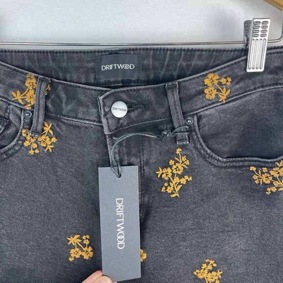 DRIFTWOOD Black and Orange Floral Flare Jeans - Picture 6 of 15